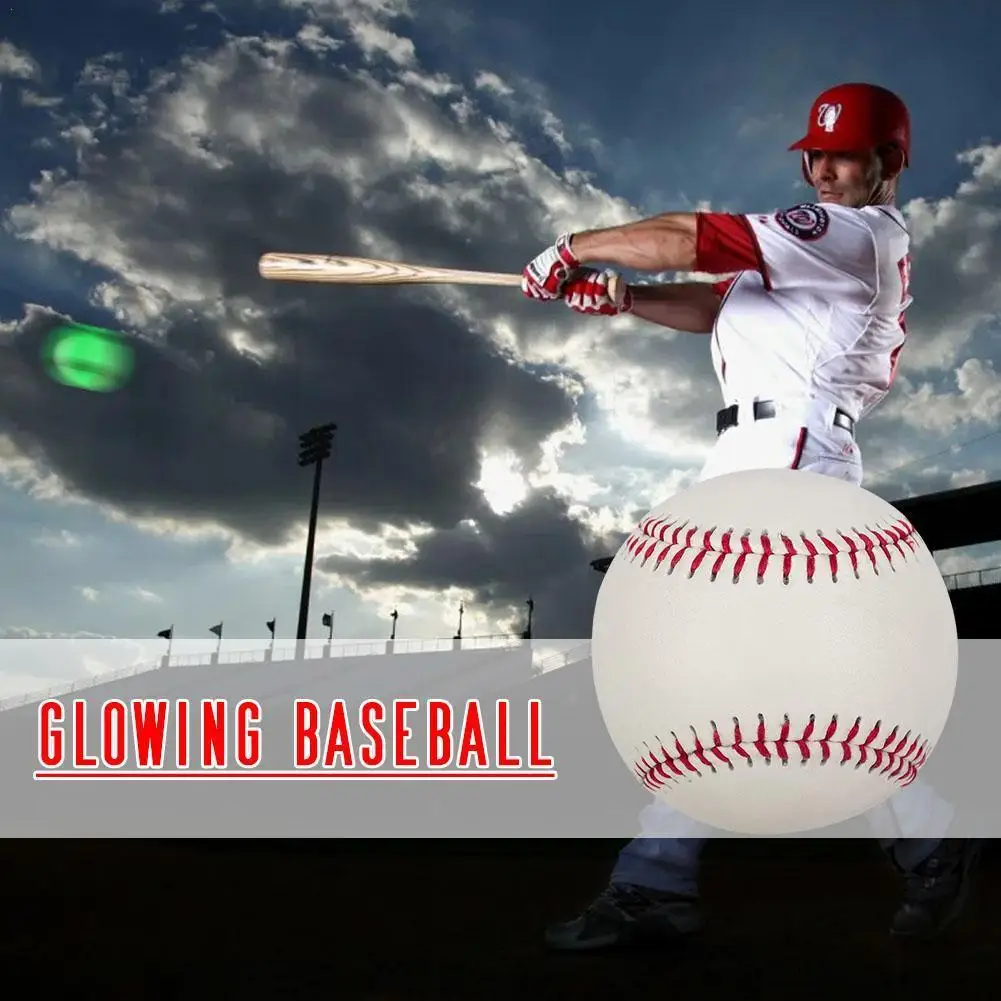 

1pcs Glow In The Dark Rubber Baseball Indoor Outdoor Play Sports Outdoor Supplies Baseball Sports Supplies Training D2A5