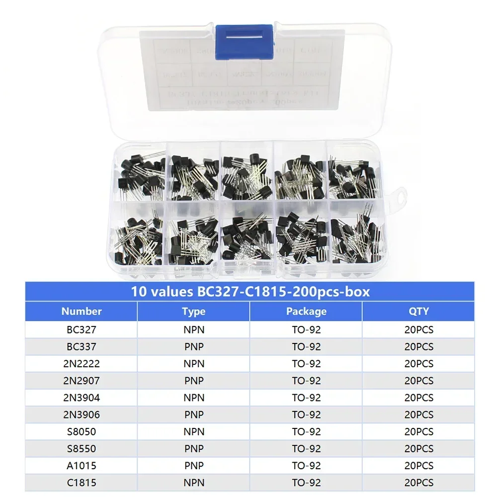 50-900pcs BJT Transistor Kit A1015 BC327 BC337 C1815 S8050 S8850 2N2222 2N2907 2N3904 2N3906 TO92 PNP NPN Triode Transistors Set 2