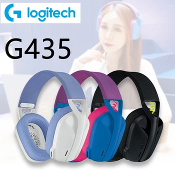 로지텍 G435 라이트스피드 무선 게이밍 헤드셋, 7.1 서라운드 사운드, 내장 마이크, 게이머 블루투스 헤드폰, PC, PS와 호환