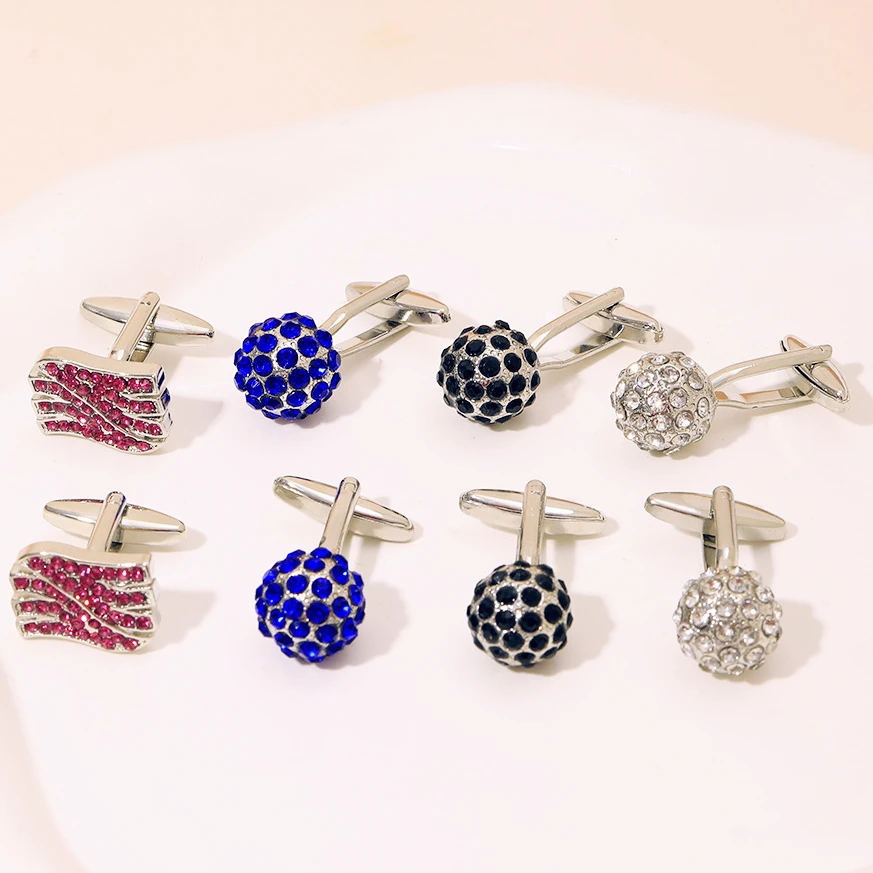 

Jewelry brand gold crystal ball cufflink button designer high-quality shirt cufflink for men
