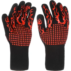 Ultimate Heat - Resistant Non - Slip BBQ & Oven Gloves for Safe Grilling and Cooking (Red)