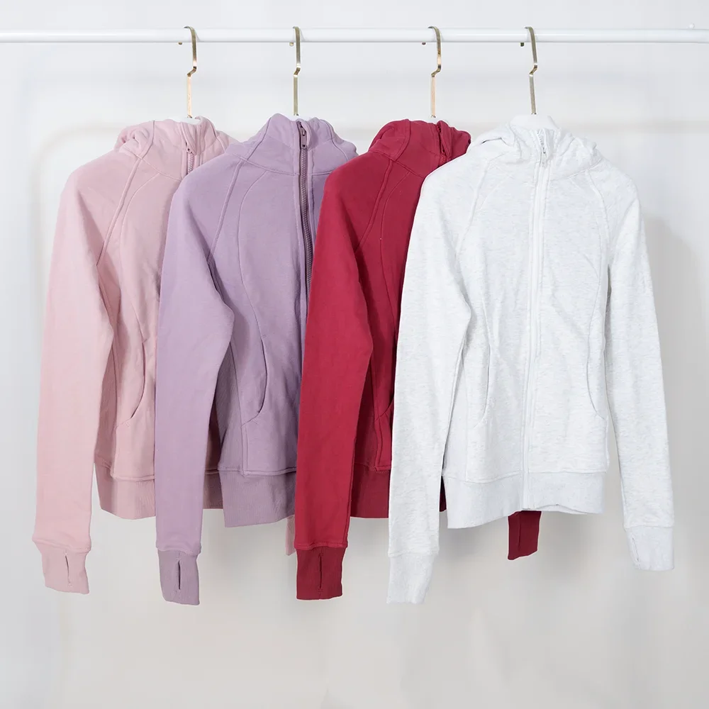 

With Logo Women Winter Thicken Warm Long Sleeve Hooded Sweatshirts Define Jackets Coat Sports Fitness Yoga Zip Up Hoodie