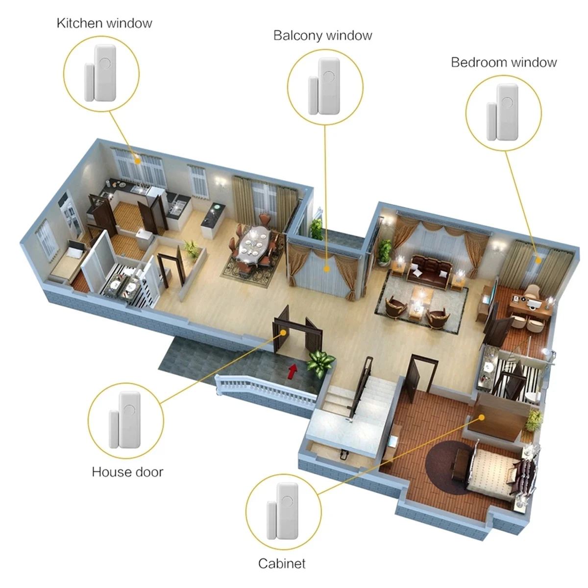 A62T-Smart Window and Door Sensor Door Sensor Detector 433mhz and Window Alarm ,for Home Hotel