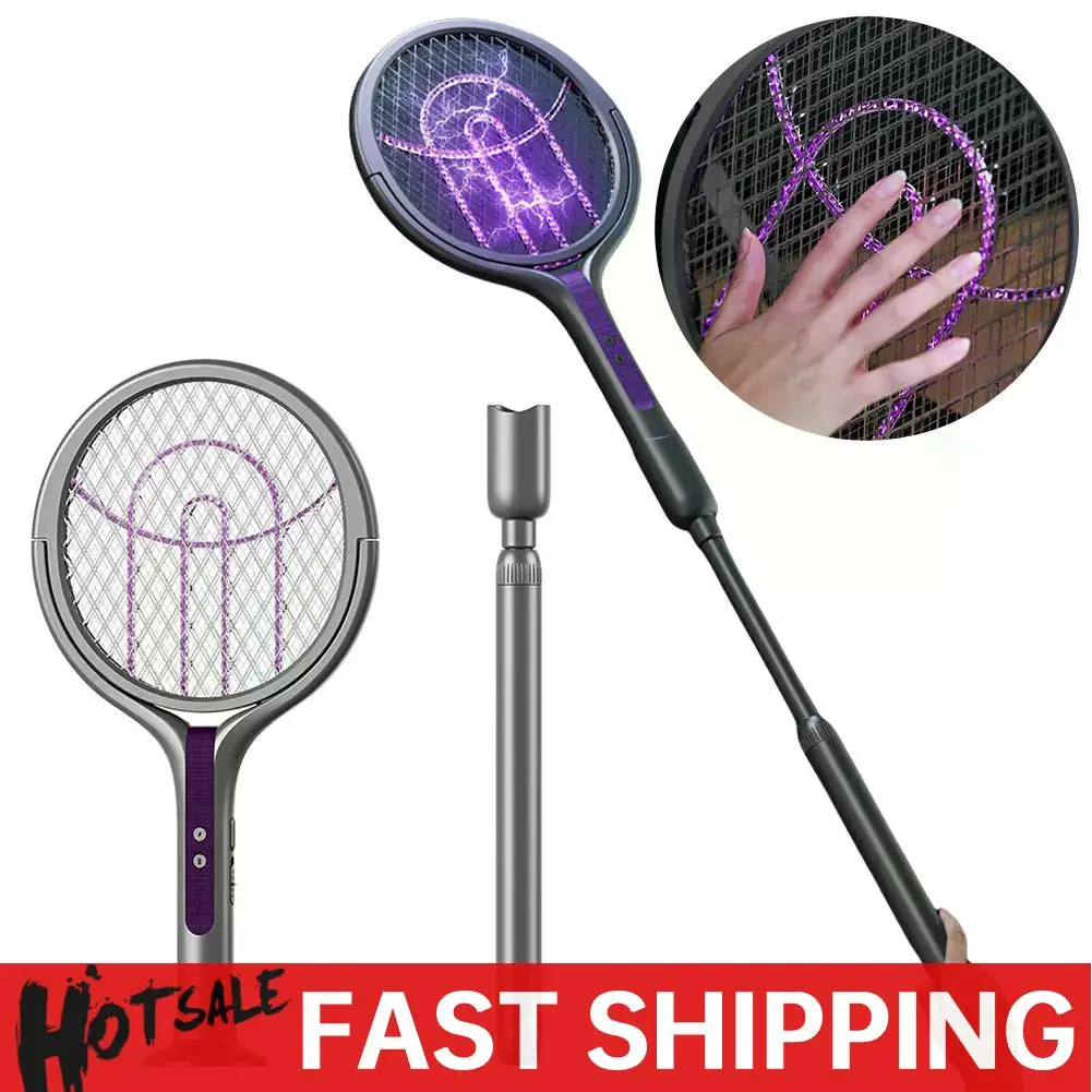 Electric Mosquito Killer Lamp Type-C Charging Foldable Bug Zapper Electric Fly Swatter Anti Mosquito Racket For Indoor Outdoor_voghion.com