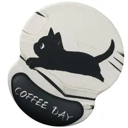 Adorable Black Gel Cat-Themed Mouse Pad with Ergonomic Wrist Support for Comfortable Typing