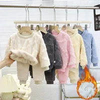 Winter Suit For Boy Children's Fleece Sets Girls Thicken Tops Pants 2Pcs Kids Warm Sleepwear Outfits New Baby Kis Autumn Clothes