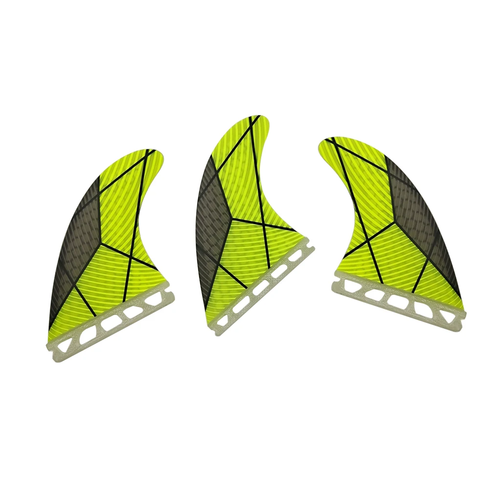Surfboard Single Tabs Fin Size M Surf Fins Yellow Color 3pcs/set Quillas Surf  Fin SUP Board Ocean Sports