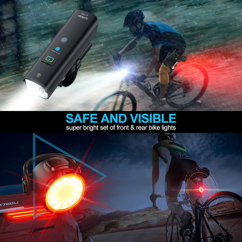 SoRider Waterproof Bicycle Light Headlight Bike Front Lamp USB Rechargeable LED 1200LM 4800mAH AI 1200 Cycling Lamp