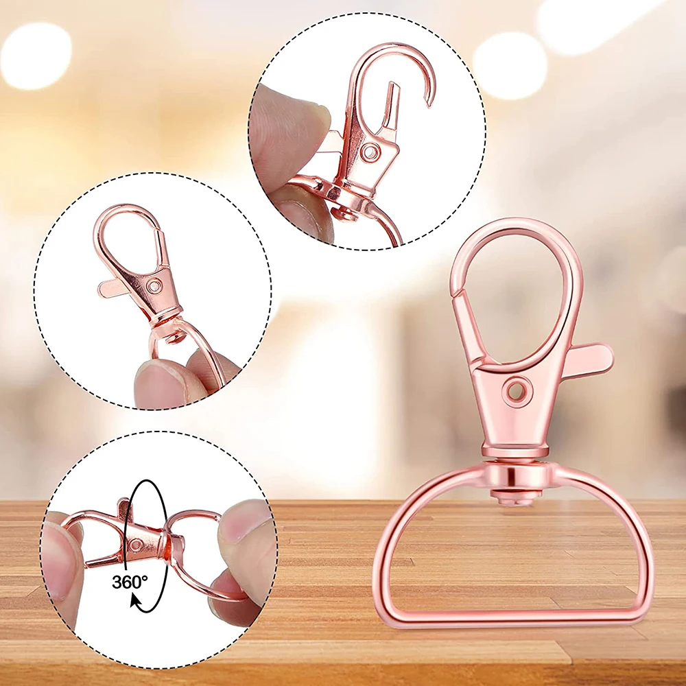 10 Stück drehbare Verschlüsse mit D-Ringen, Lanyard-Karabinerhaken, Schlüsselanhänger-Clip-Haken, Metall-Karabinerverschlüsse für Schlüsselanhänger, Basteln, Nähen – Detail 5