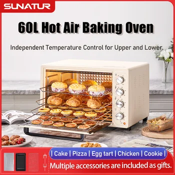 SUNATUR 2200w hot air circulation oven small commercial baking pizza toaster oven 60L Electric table oven household pastry oven 1
