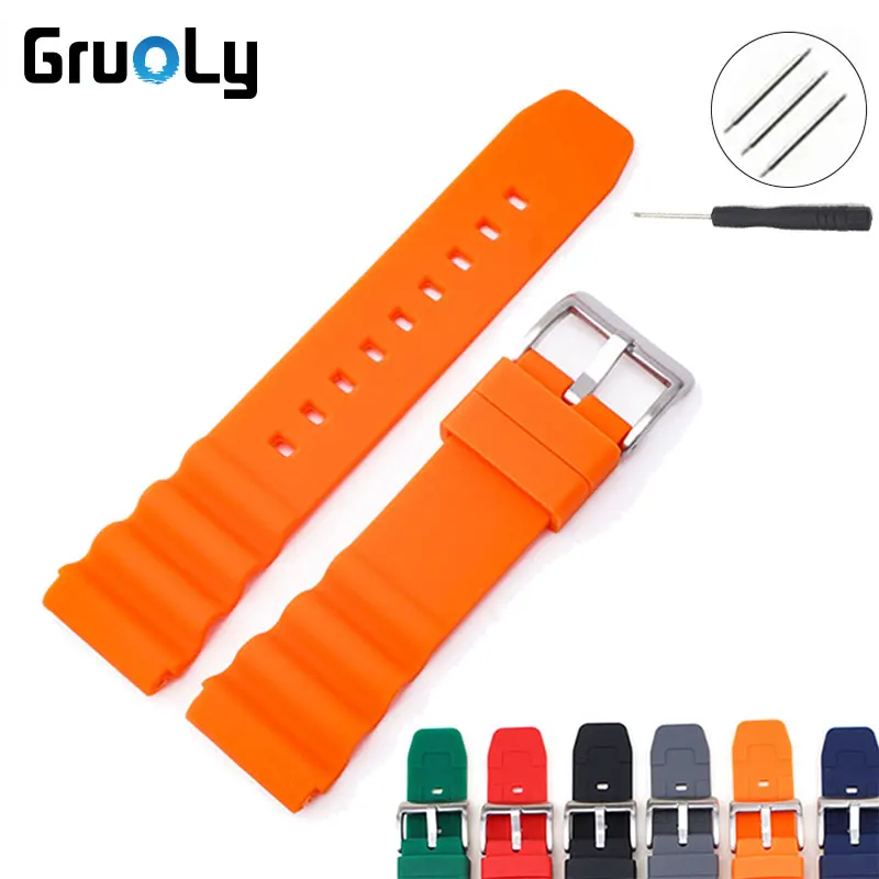 Cinturino In Silicone Da 20Mm 22Mm Per Cinturino Da Polso Impermeabile Seiko Skx007 Srp777J1 Citizen Diving Sport Per Cinturino Universale Casio