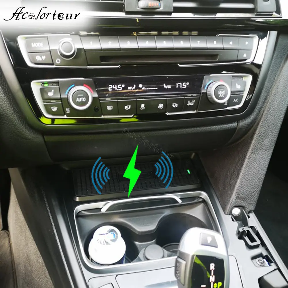Caricabatterie Wireless Auto 15W Per BMW Serie 3/4 (2018-2020) - Tappetino A Ricarica Rapida Qi Con Ventola Raffreddamento + 2 USB - ASHOIH