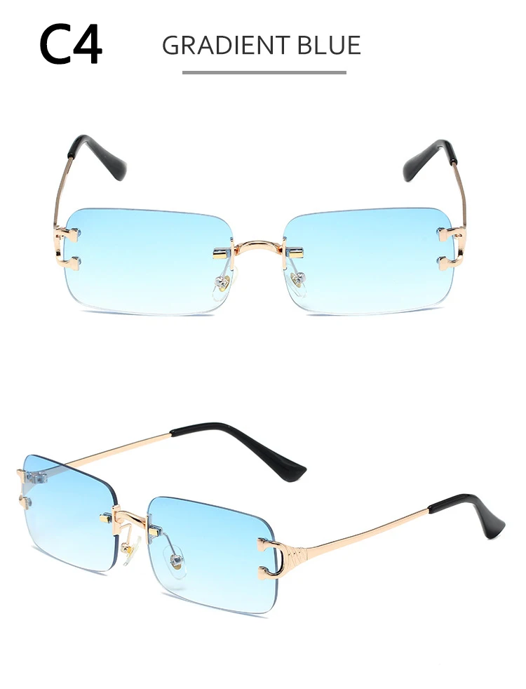 BOYSEEN Retro Randlose Sonnenbrille Frauen Metall Kleine Quadratische Gold Rahmen Männer Sonnenbrille Marke Design Brillen UV400 – Detail 10