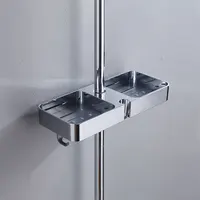 Shower Shelf Without Drilling Bathroom shelf With Hooks Shampoo Holder Toilet Storage Shelf Shower Tray Bathroom Accessories 2