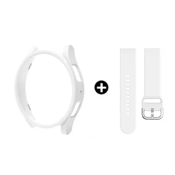 Enhanced Frosted Silicone Watch Strap and Protective Bumper Cover - Watch 7 44 mm (White)