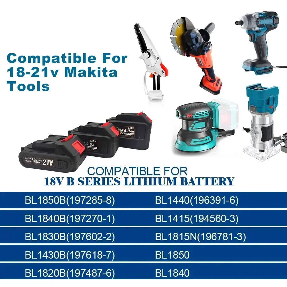 21v Rechargeable Lithium Ion Battery,for 18v Makita Battery interface,2Ah 4Ah 6Ah For Makita Electric Power Tool with EU Charger 4