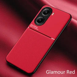 Magnetic Holder Leather Phone Case with Soft Silicone Cover for Poco X7 Pro 5G (MW - Red)