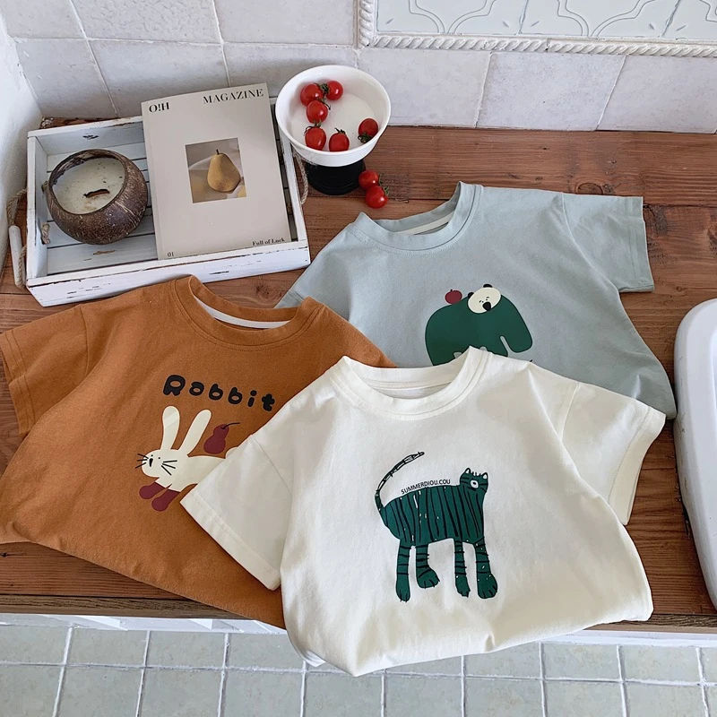 2025 New Summer Clothing Printed Cartoon Fashion Short Sleeve Tops Tees Children's Wear Casual T-shirt Crewneck Kids T Shirts 2