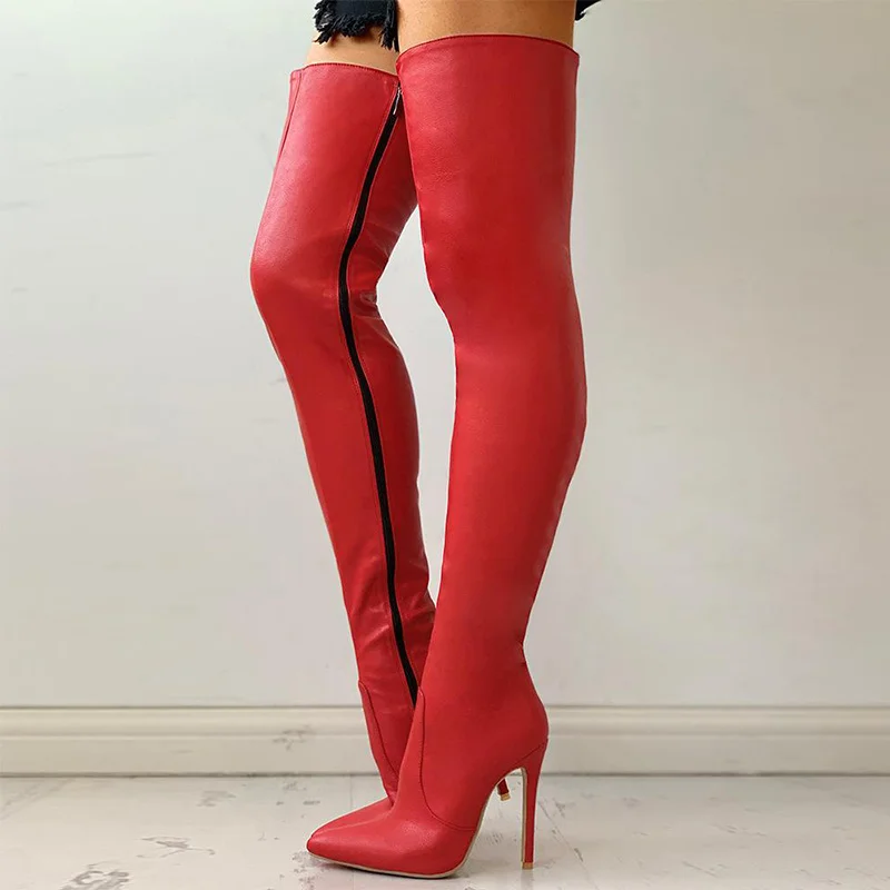 Zipper high heels over the knee boots