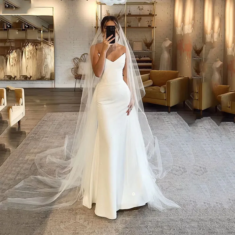 green emerald velvet dress A-Line V-Neck Ivory Simple Wedding Dress Backless Bridal Gown WD470 US4 / Ivory