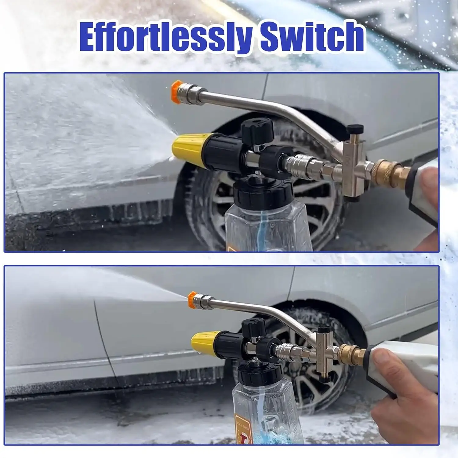Pressure Washer Dual-Connector Wand Tool 1/4" Quick Connect Switch Double Tip Attachment for Foam Cannon And Spray Nozzle 3