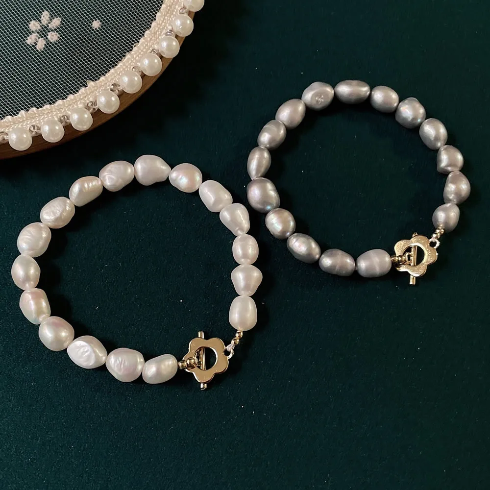 Natural Baroque Pearl Bracelets- 925 Silver Button Pearls Bracelet Women  Jewelry | eBay