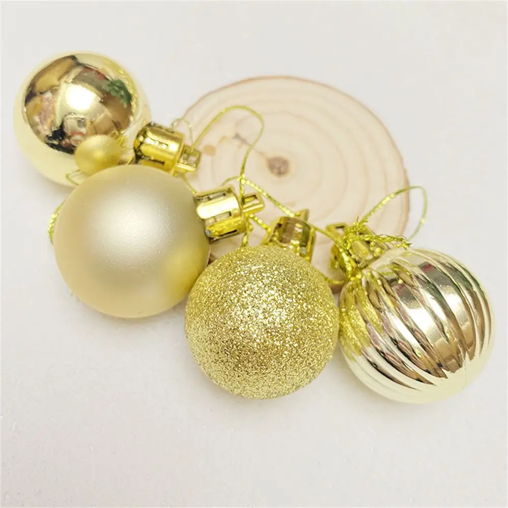 24Pcs Glittery Christmas Decor Baubles Christmas Tree Hanging Balls Merry Christmas Wedding Ornament Xmas Pendant Party Decor