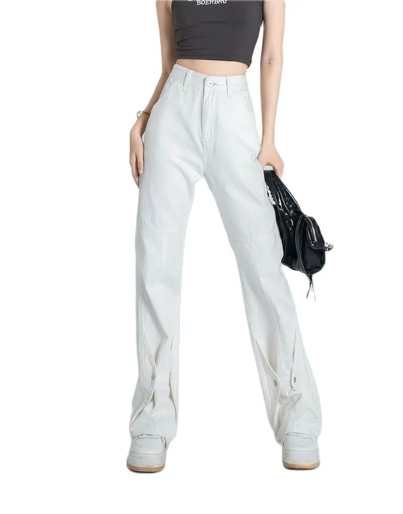 

Women's White Jeans Y2k 90s Vintage High Waist Wide Leg Denim Trousers Harajuku Baggy Jean Pants 2000s Trashy Clothes 2023