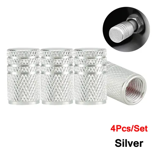 DSYCAR 4Pcs Silver Car Tire Valve Stems Cap Knurling Style Tire Valve Cap Aluminum Tire Wheel Stem Air Valve Cap for US Schrader - Image 21