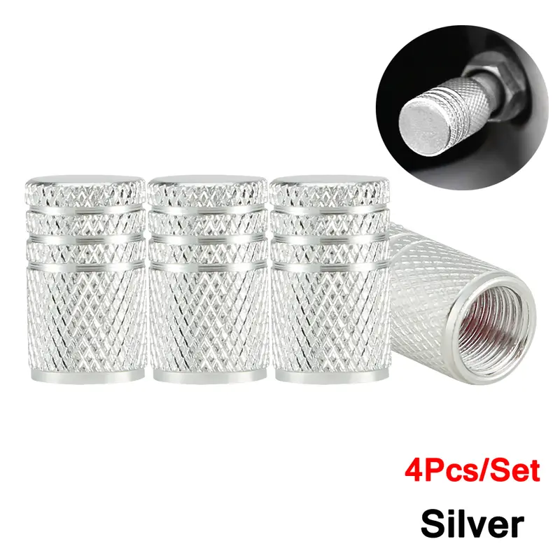 DSYCAR 4Pcs Silver Car Tire Valve Stems Cap Knurling Style Tire Valve Cap Aluminum Tire Wheel Stem Air Valve Cap for US Schrader - Image 21