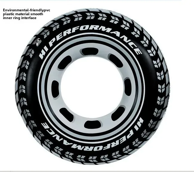 New Adult Swimming Ring With Tire Pattern Handle Thickened PVC Pool Safety Ring Home Use Swimming Equipment Learning To Swim Rin