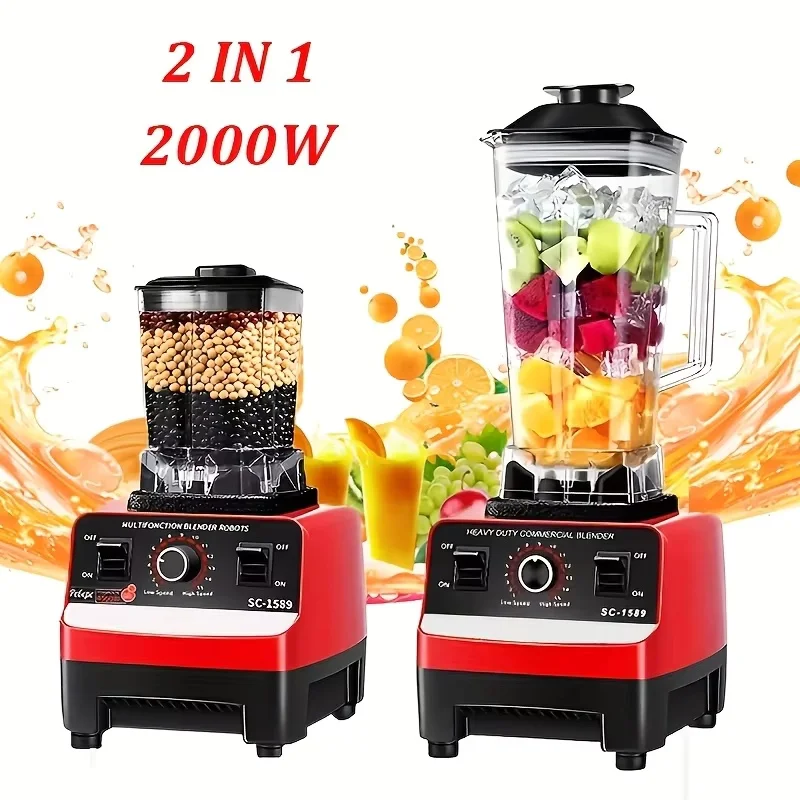 Robot culinaire puissant 2000W pour smoothies glacés, pour la cuisine, mixeur commercial haute puissance, mélangeur stationnaire, extracteur de jus, blender sans BPA 1
