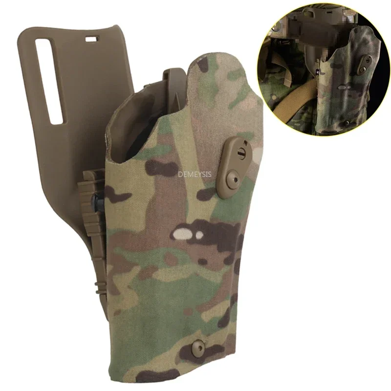 Tactical Pistol Holster Fits P320 + X300 Flashlight Automatic Locking System Right Hand Hunting Gun Drop Leg Holsters Paddle