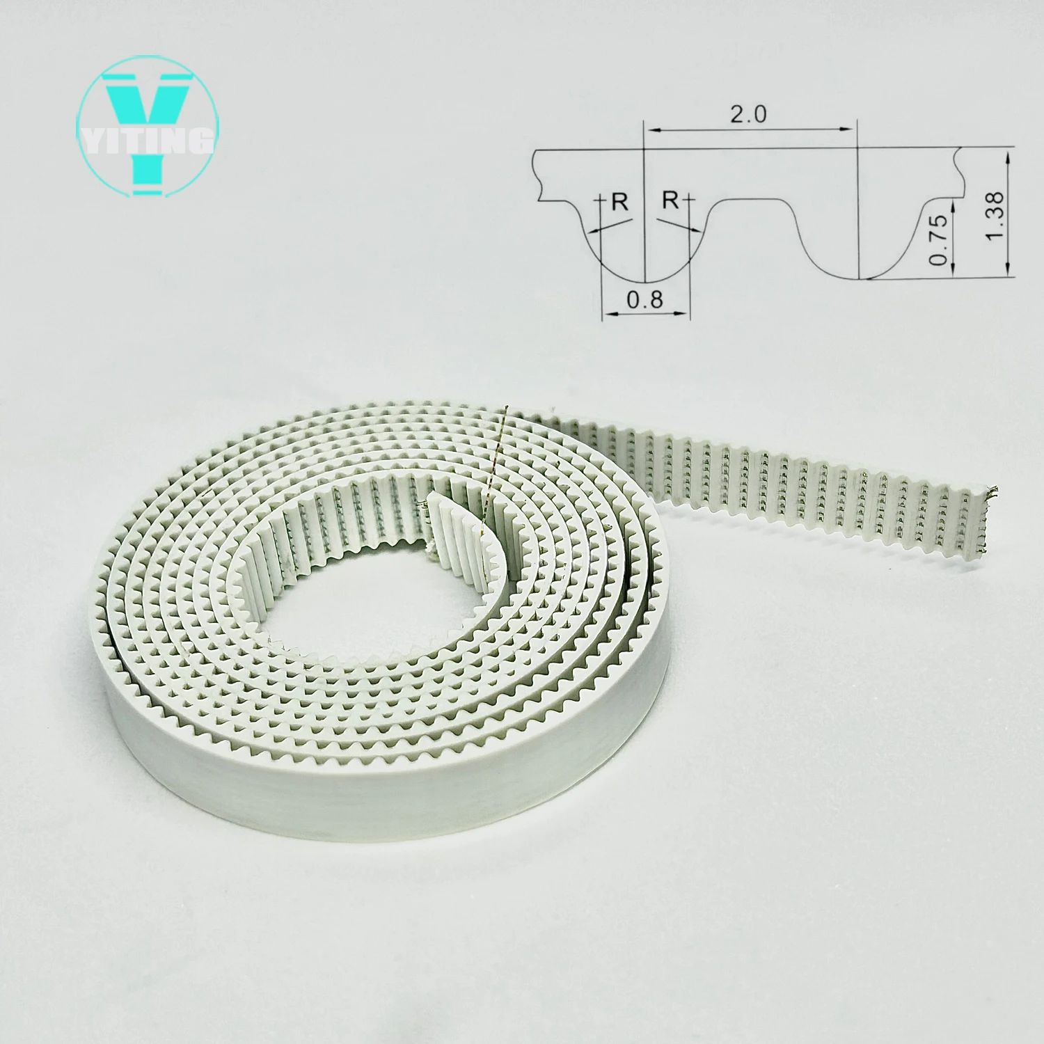 스틸 코어 동기 벨트가 있는 PU GT2 벨트, 내마모성 강화 오픈 벨트, 너비 5mm, 6mm, 9mm, 10mm, 15mm, 30mm, 화이트 타이밍 벨트, 2GT