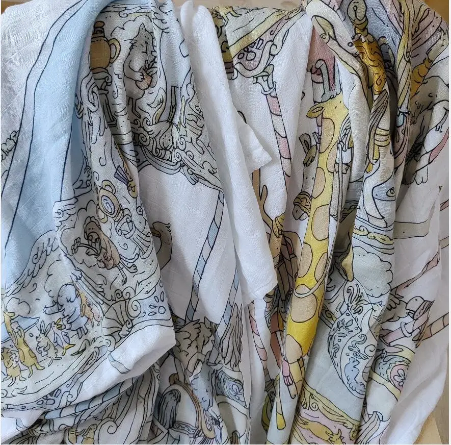 Organic Cotton Bamboo Cotton Newborn Swaddle Muslin Blanket 70% bamboo 30% cotton Paris Swaddle cotton muslin blanket