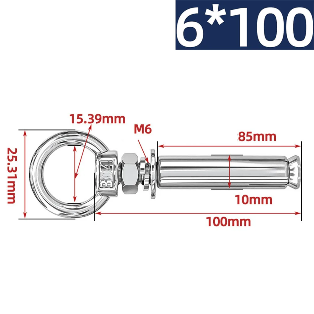 1 Stück 304 Edelstahl Expansionsschrauben mit Ringhaken Anker Beton Expansion Ringschraube Expansionsschrauben 50–150 mm Schraubenlänge – Detail 7