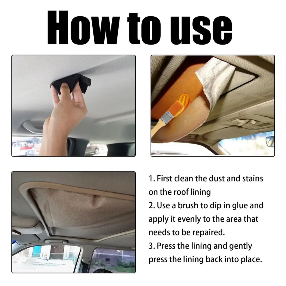 Auto ceiling interior strong repair non-trace adhesive brush kits special top lining repair quick drying temperature resistance 5