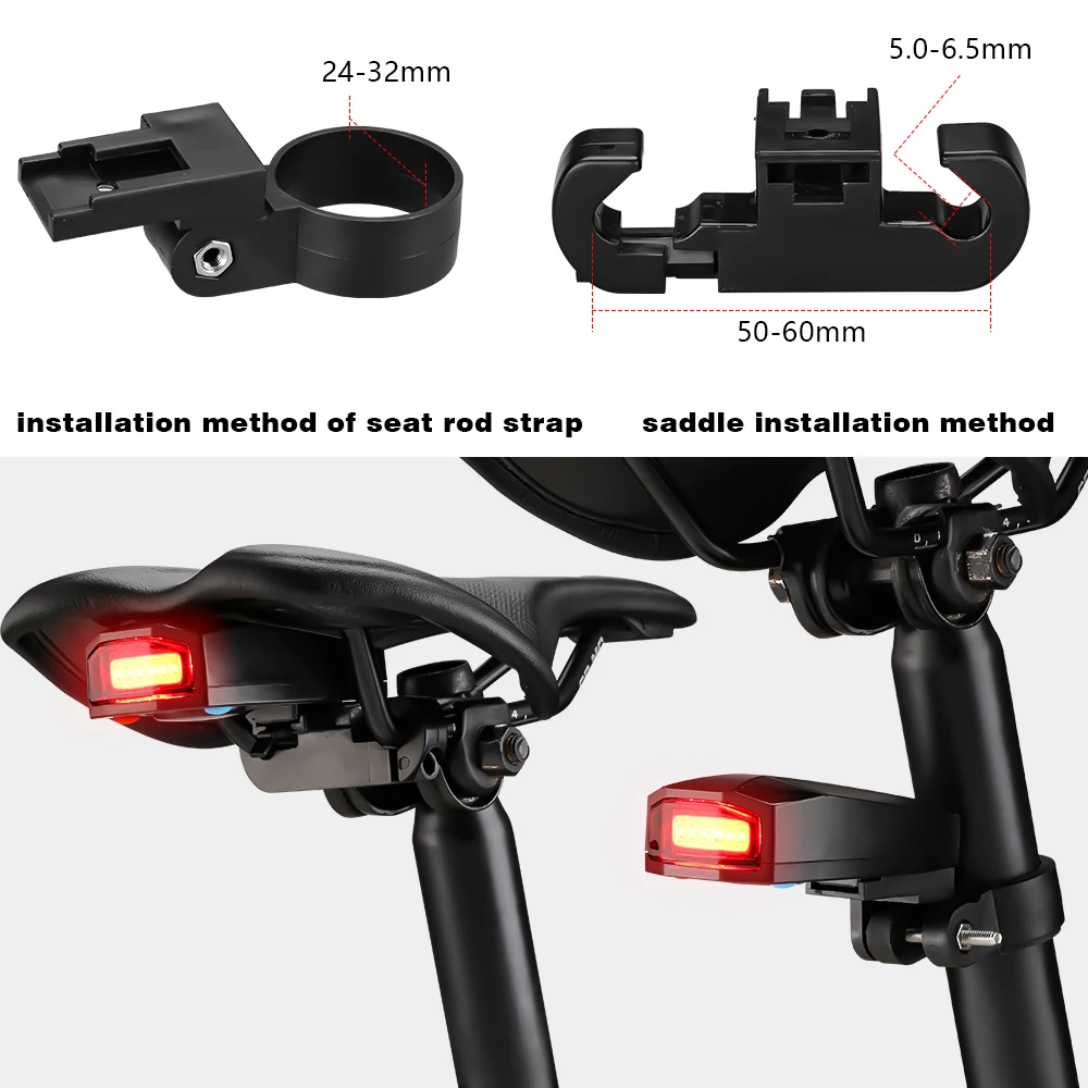Bicycle Burglar Alarm Taillight Smart Brake Sensing Wireless Waterproof Remote Control USB Charge Bike Rear Light Horn