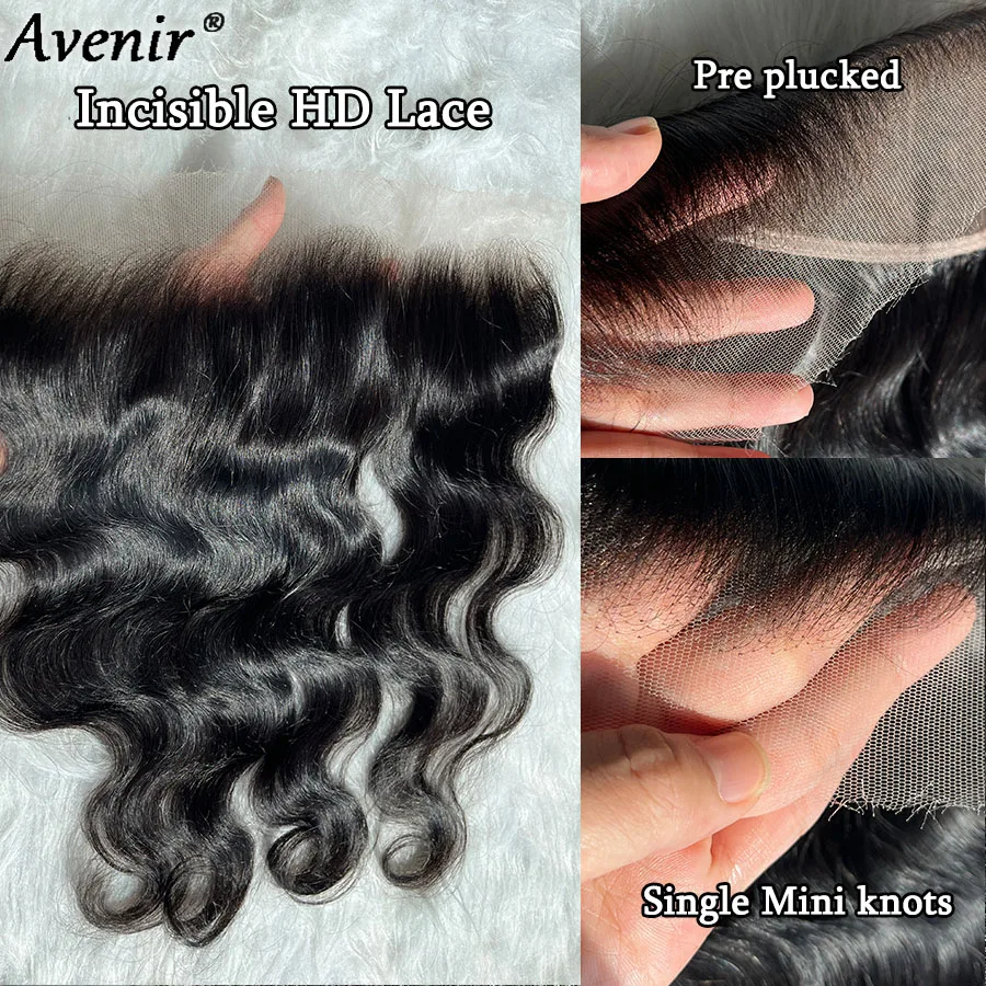 Avenir Single Mini Knots Hd Lace Frontal only13x6 HD Invisible Melt Skin Lace Body Wave For women