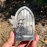 Natural Silver Obsidian Fairy Door Carving Statue Reiki Healing Crystal Home FengShui Decoration Gifts 1PCS 1
