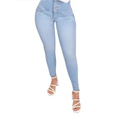 Fashion Thin Leg Elastic Jeans Women High Waist Skinny Denim Pants Oversize Trousers Shaping Butt Lift Jeans