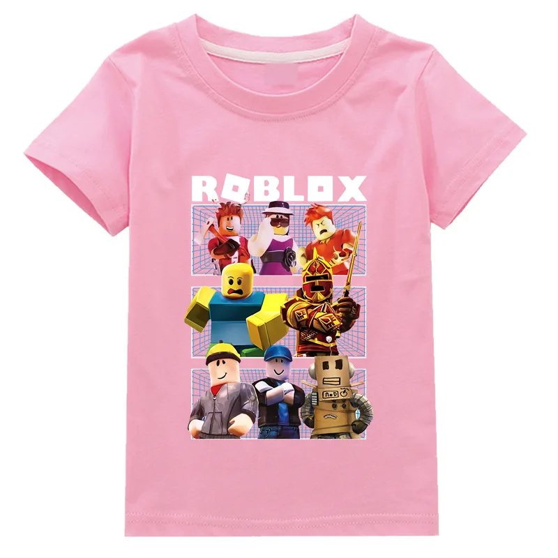 T-shirt bidimensional de manga curta para meninos e meninas, roupas  infantis, algodão fino, ROBLOX, moda periférica, novo