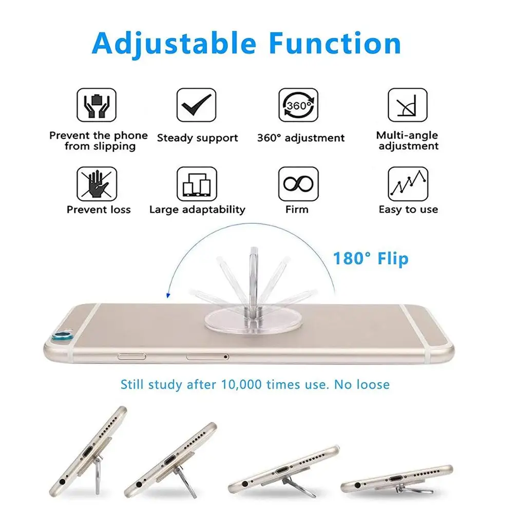 Transparent 360° Rotating Cell Phone Ring Holder and Stand