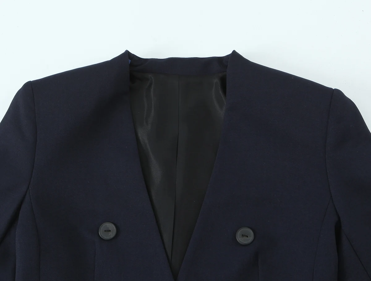 Women Solid Commuting Long Pants Sets Or Female Elegant V-Neck Double Breasted Blazers Jackets Or Lady OL Straight Leg Trousers