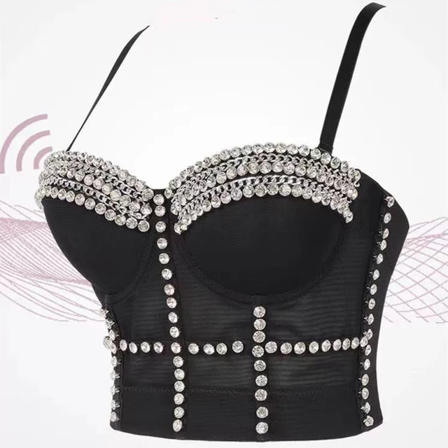 2023 Sexy Women Luxury Festival Rhinestone Detail Back Buckle Bustier Cami  Crop Corset Top Party Nightclub Wear - AliExpress