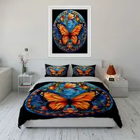 Ensemble de verrerie vitrailée motif papillon, exquis ensemble de literie en trois pièces, cadeau pour enfants et adultes 4