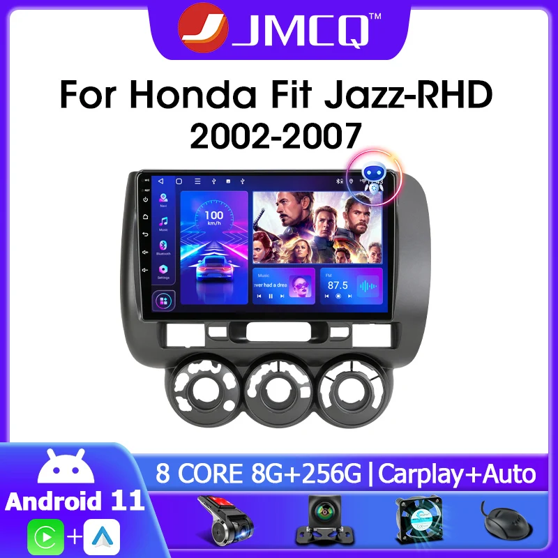 

Автомагнитола JMCQ 2 Din Android 11 для Honda Fit Jazz City RHD 2002-2007 мультимедийный видеоплеер 4G Carplay стерео RDS Авторадио
