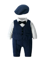 Vêtements de Style anglais pour bébé garçon, en coton, à manches longues, haut et bas, chapeau, gilet, 4 pièces, vêtements d'automne pour enfants de 1 à 3 ans 1