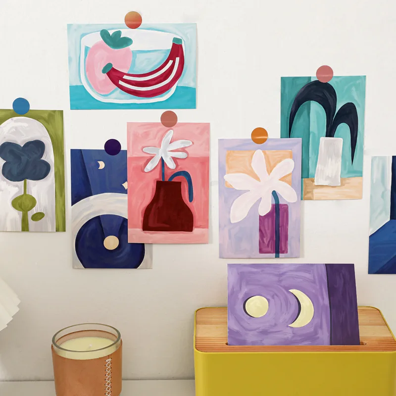 

Cartoon Flower Oil Painting Series, Ins Photography Decoration, Postcard, Bedroom Desk, DIY Wall Sticker, 15Sheets/Set