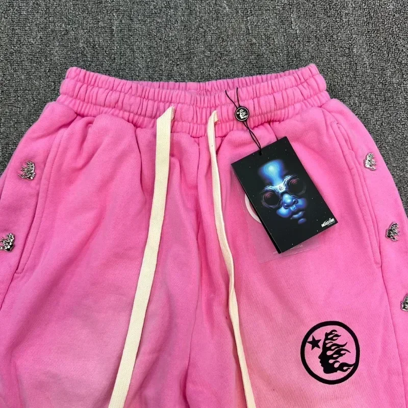

24ss Washed Pink Oversized Pants Men Women 1:1 Best Quality HELLSTAR Joggers Sweatpants Tracksuit Set